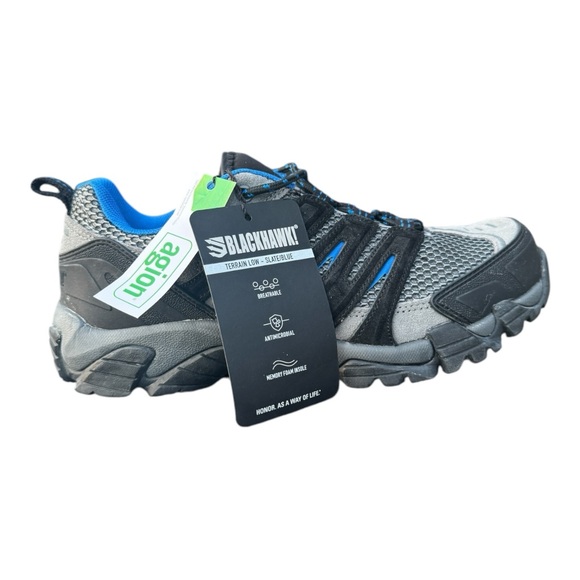 NEW! Blackhawk Terrain Low Hiking/Walking Shoes Leather Slate Blue Mens …